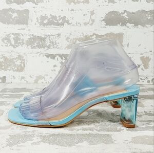 NEW SCHUTZ Ariella Acrylic Mid Heel Blue Sandals X518